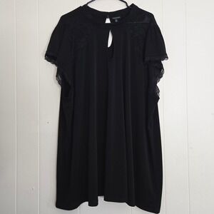 Torrid Women's Plus Size 5 Black Lace Detail‎ Keyhole Neckline Dress Retro Chic
